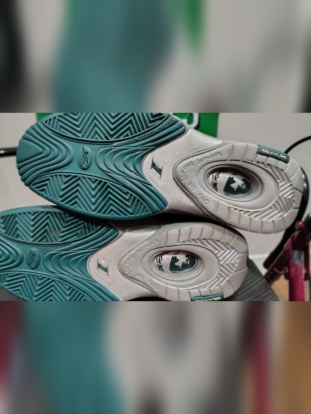 Reebok Answer IV "The Tunnel" sneakers in a deep teal, white, and grey colorway - Picture 7 of 8
